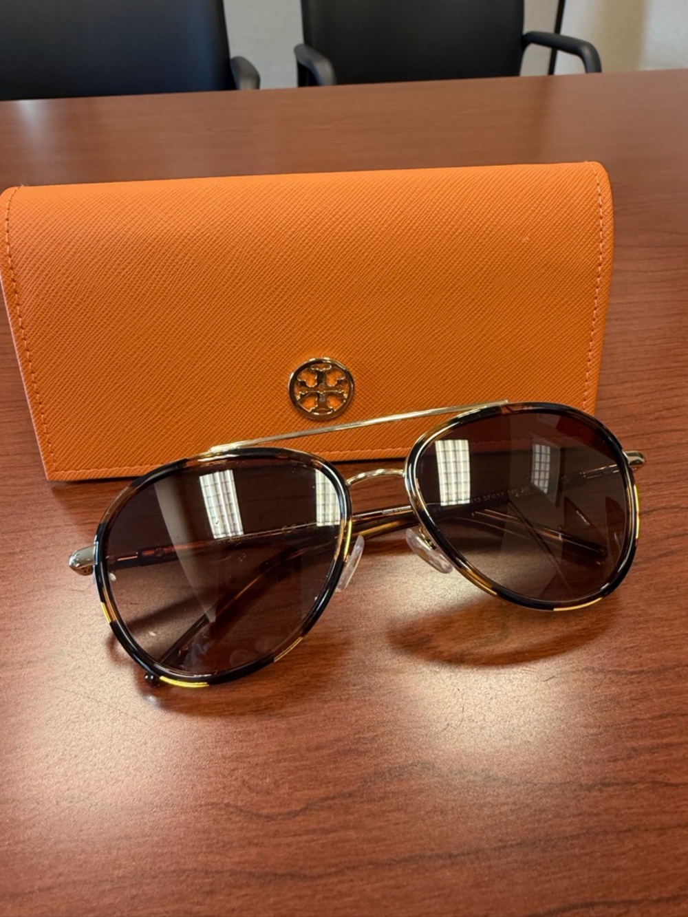 Tory Burch Women's Aviator Sunglasses with Orange Case